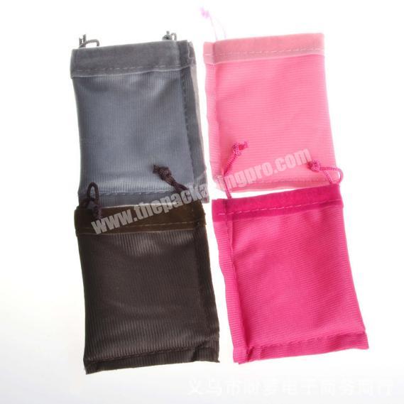Small custom suede large velvet jewelry drawstring bag pouch bags for ear phone package