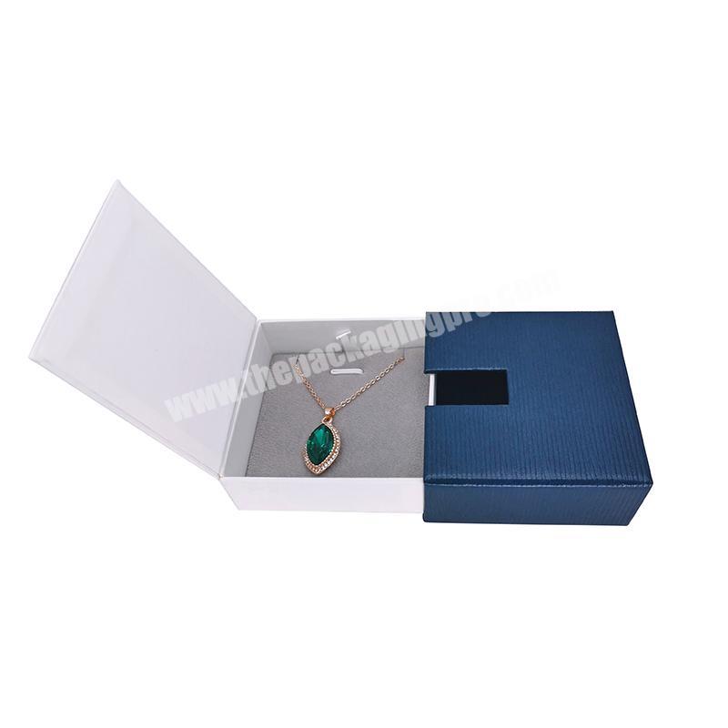 Blue Custom logo irregular drawer jewelry box necklace packaging