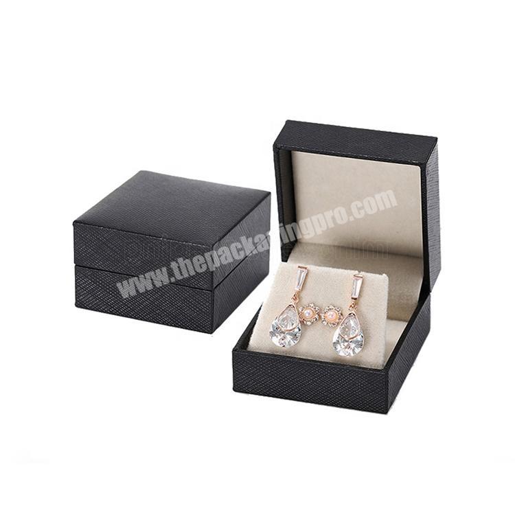 Custom Logo black Pendant Ring Necklace Jewelry Gift boxes leatherette Paper earring Box