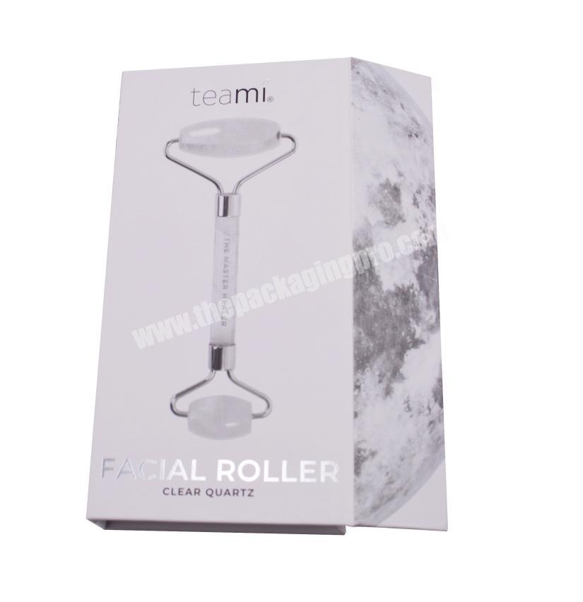 Custom beauty facial roller packaging magnetic closure gift box with satin