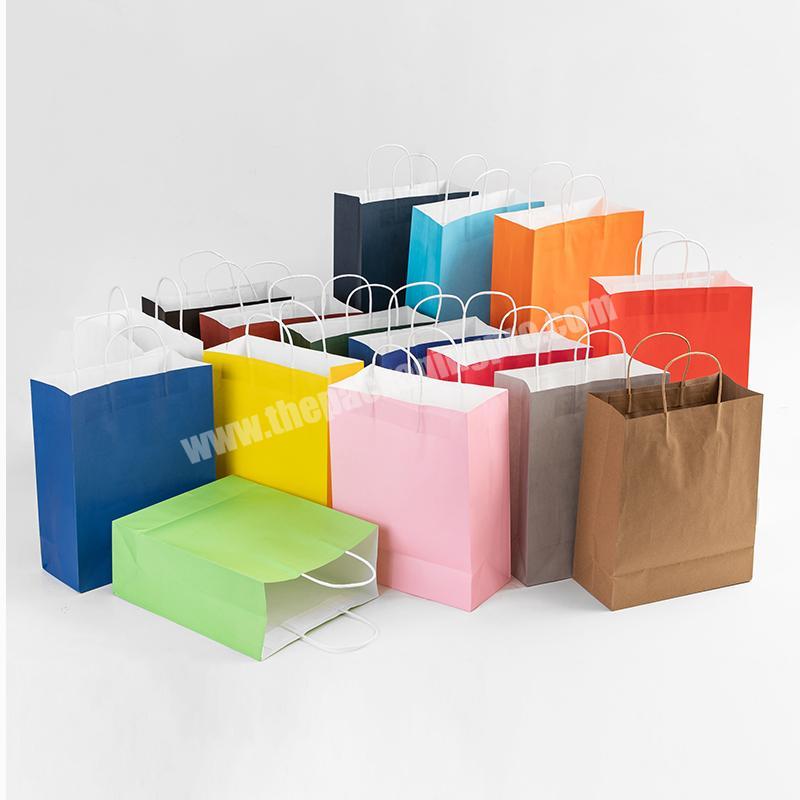 Fresh Stocks Plain Color Kraft Paper Shopping Bag with Handles