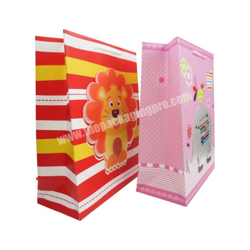 Custom made 3d printing cute paper gift bags with rope handles for children