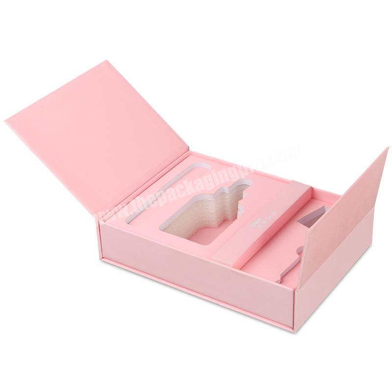 Luxury Skin Care Products Packaging Cardboard/Grey Board Packaging Cosmetic Pink Color Packaging with  Foam/Velvet Insert