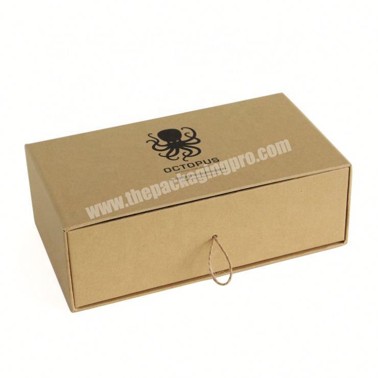 luxury gift packaging slide open cardboard brown kraft paper drawer box