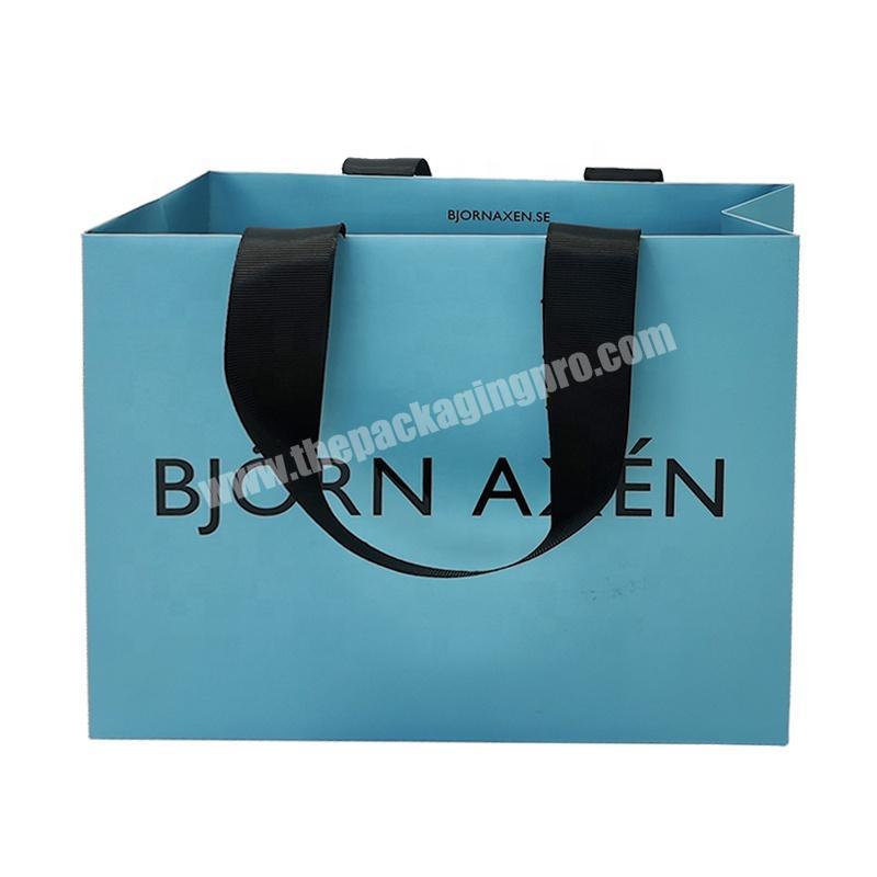 Sky Blue Gift Paper Bags Logo Custom Printed Assorted Branded Bags bolsa carton regalo