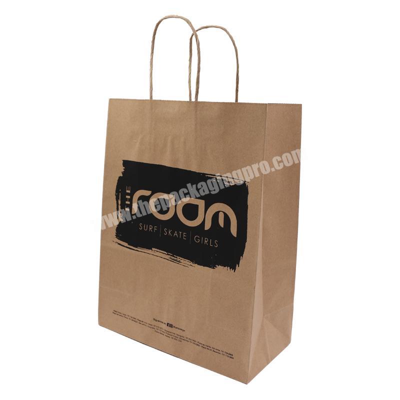 Free custom design brown craft paper bag portable handy shopping bag factory