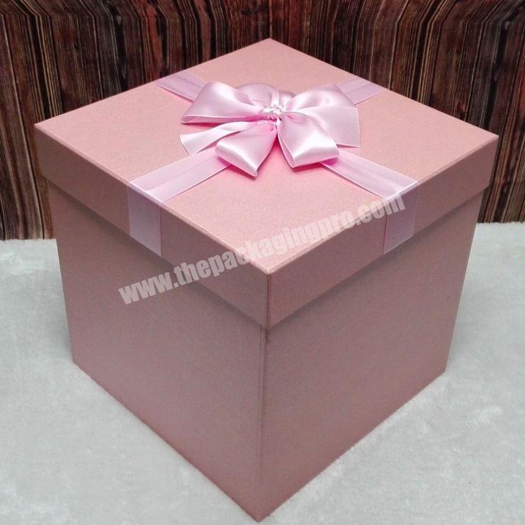 Custom Cardboard Fancy Design Square Gift Package Box with Ribbon