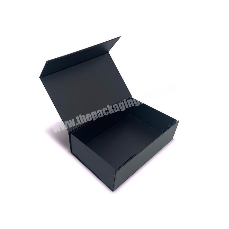 Custom Square Collapsible Rigid Black Flap Cardboard Paper Folding Magnetic Closure Gift Box