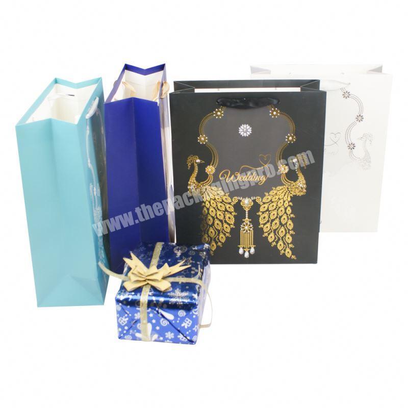 Professional made fancy luxury recyclable shopping paper bags with rope handles