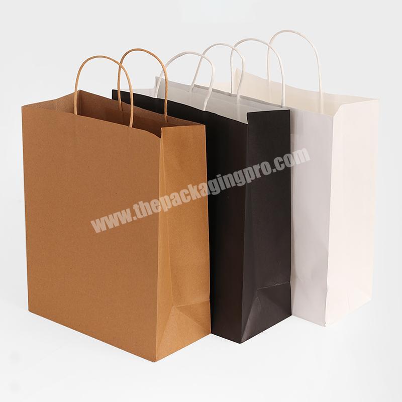 Wholesale Solid Color Kraft Paper Printed Gift Shopping Bags