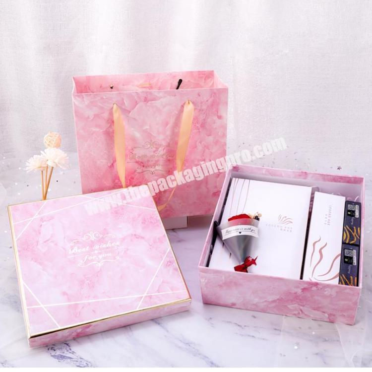 High quality wholesale gift box square marble with handbag can be reused
