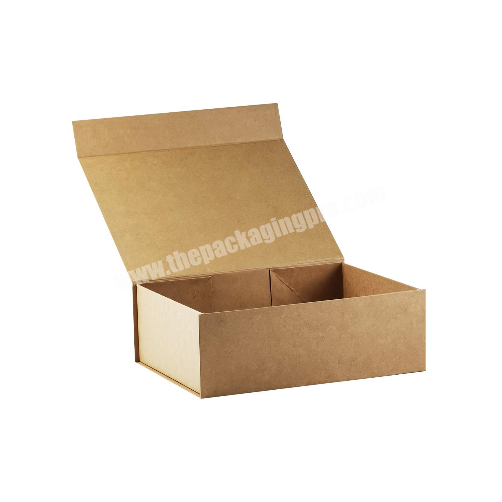 Bespoke natural kraft brown paper packaging gift hamper boxes with magnetic lid