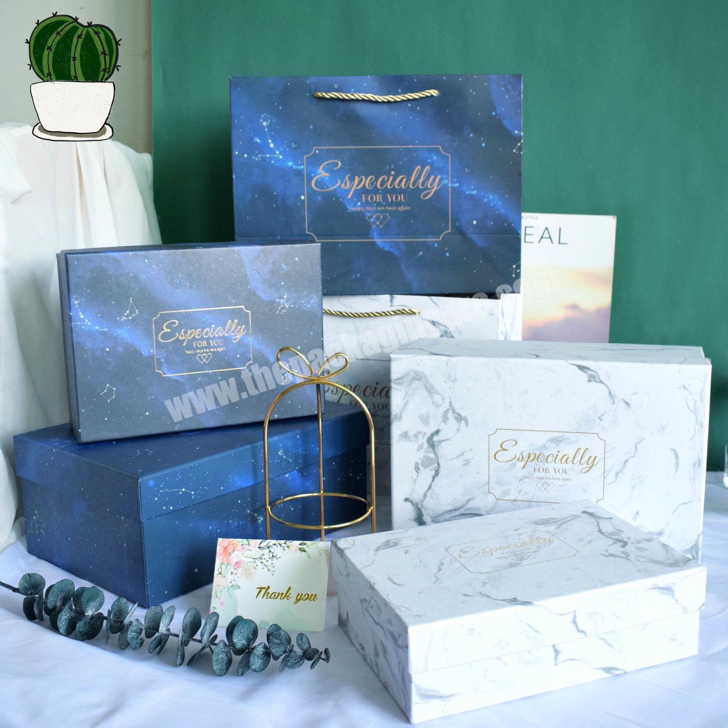 In Stock Low MOQ Marble Paper Gift Packaging Box Apparel, Shoes Packaging Christmas Gift Box with Lid