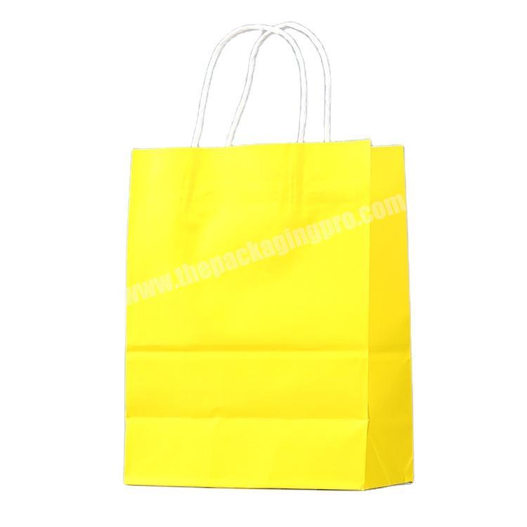 Wholesale reuse Food Grade Color Shoes Box Size Yellow Paper Bag with high quality