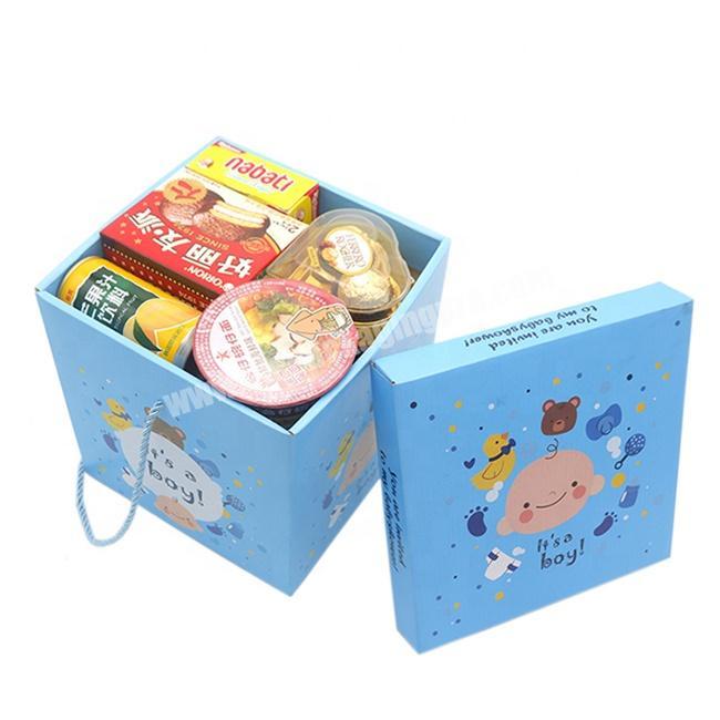 Foldable Storage Box Paper Gift Box Kids Big Size Birthday Box Food Toy Packaging with Handles
