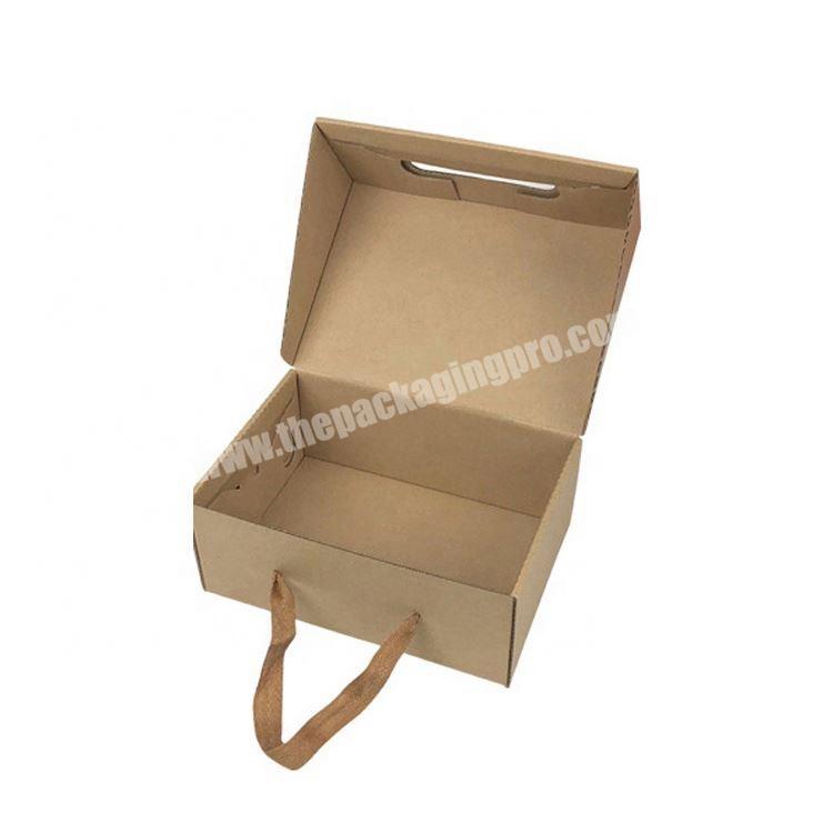 Custom Printing Paper Corrugated Cardboard Carry Box with ribbon handle
