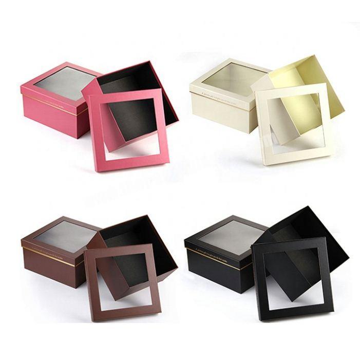 Gold Stamping Top Lip Gift Box Packaging Box with Clear PVC Window Wholesale