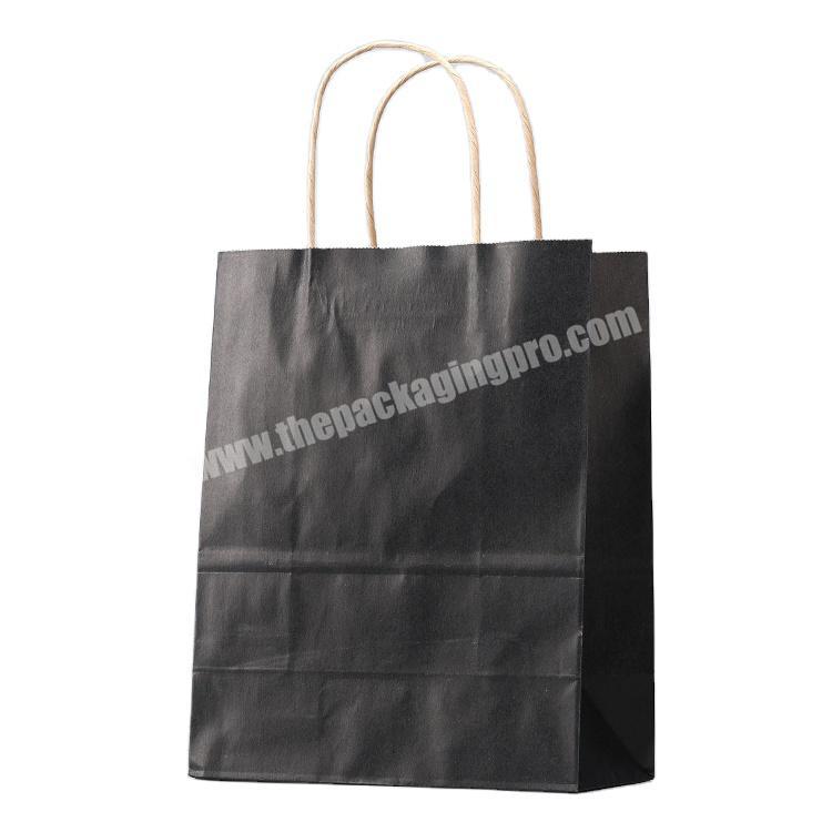 Carrier Out Tote Kraft Stand Up Paper Bag, Black Paper For Shopping Bag with high quality