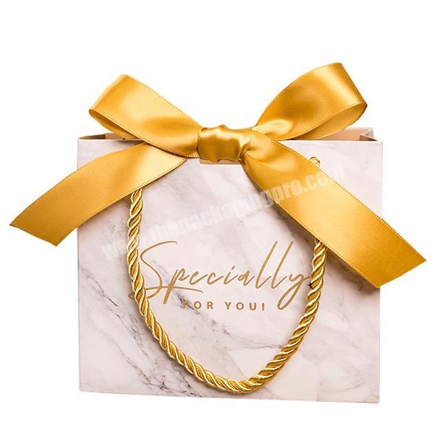 Custom Goodies Gift Bag Luxury Wedding Birthday White Paper Chocolate Candy Bag With Handles