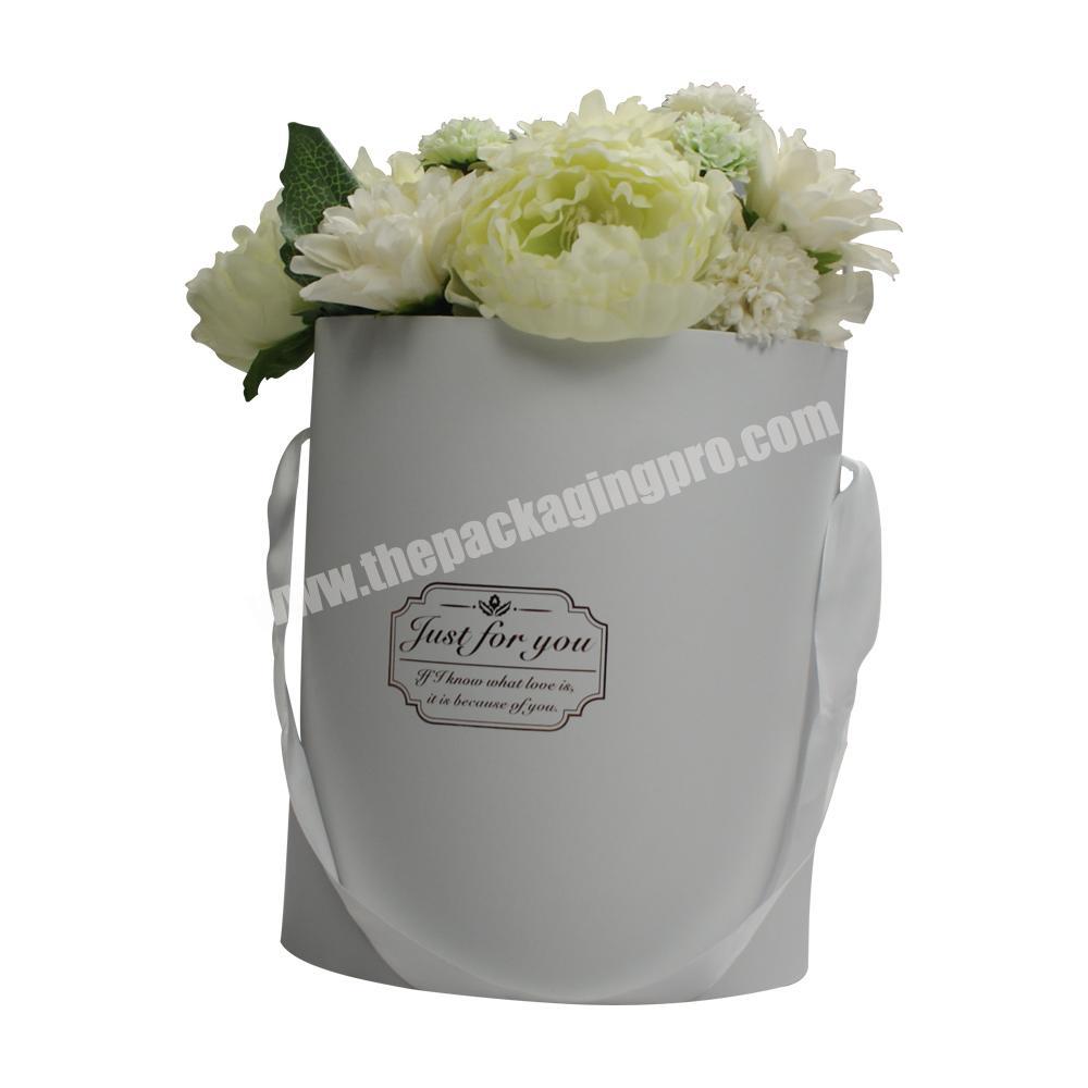 Custom new product white luxury gift round flower paper box with logo