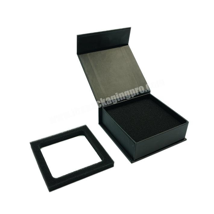 Square Customized Printed Book Shaped Box Pack Boxes with Foam Small Gift Book Box Paper for Jewelry&watch Product Matte Black