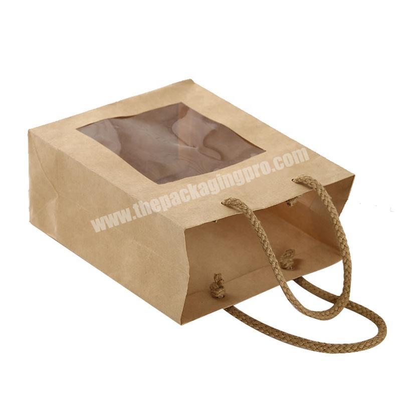 Paper Bag With Window Brown Kraft Material Shopping Bag With Handle Wholesale