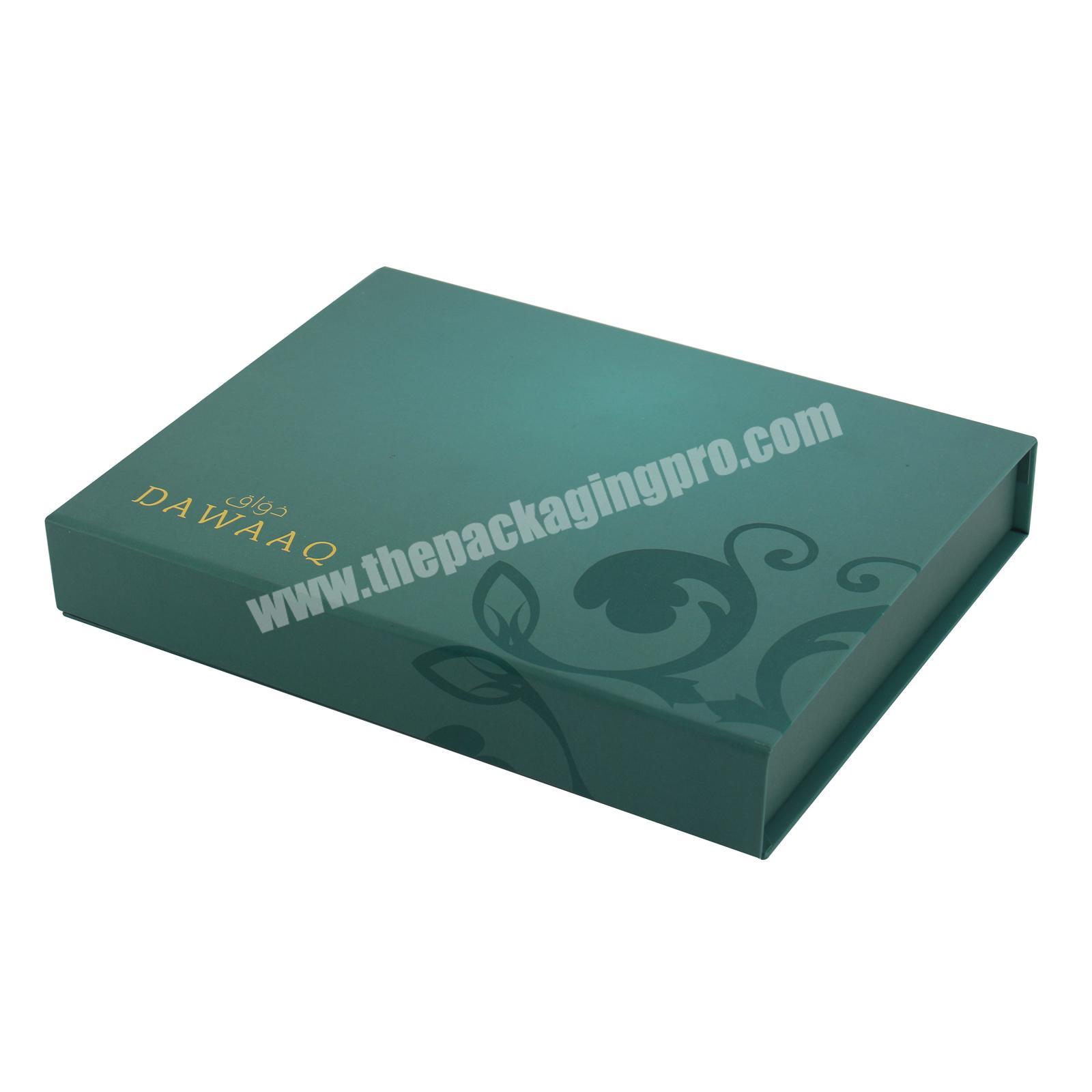 Custom Product Packaging Box Book Shape Blackish Green Rigid Cardboard Paper Packing Magnetic Closure Boxes For Jewelry