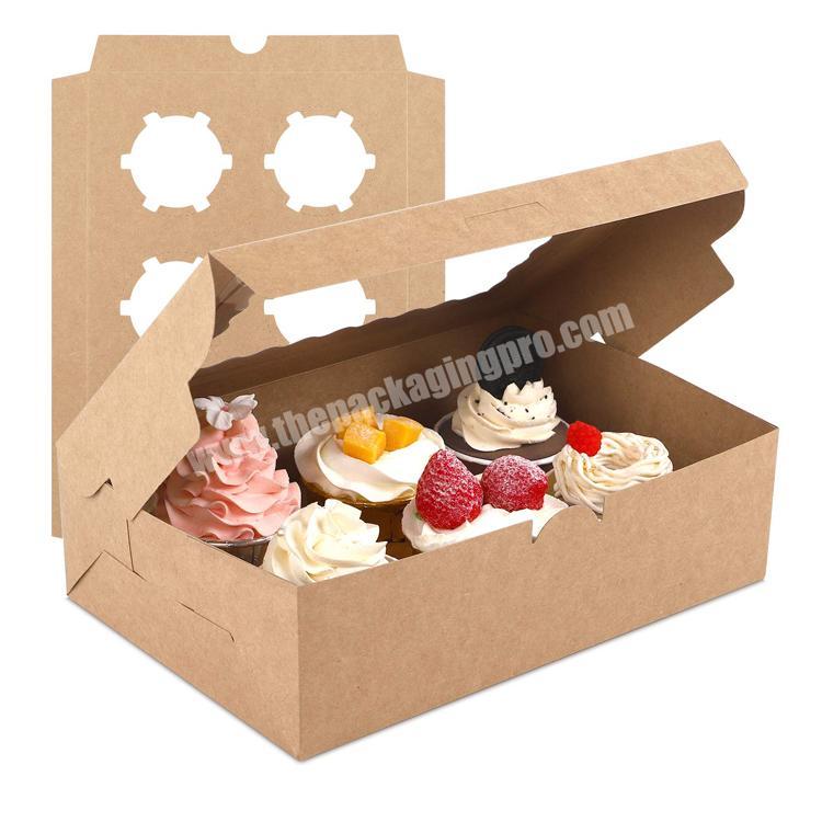 custom printed wholesale transparent mini muffin cupcake kraft paper window clear food cake packaging box