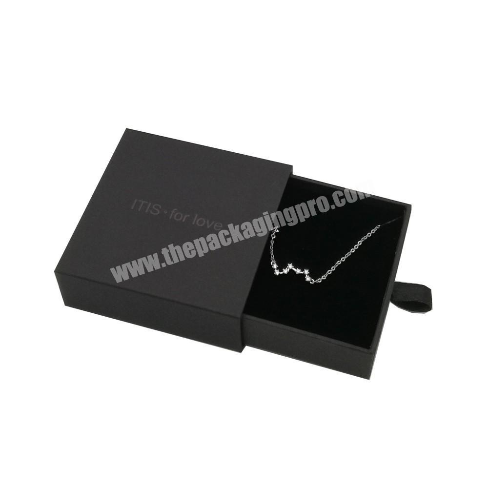 Customized Private Label Cardboard Drawer Box Black Jewelry Box Packaging with Foam Inserts