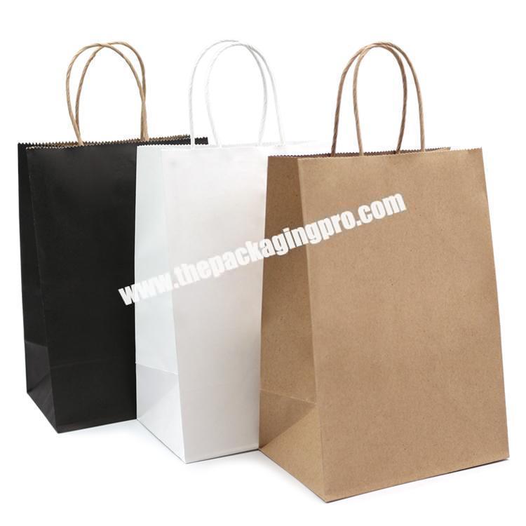 Custom Printed Your Own Logo White Brown Kraft Gift Craft Shopping Paper Bag With  Handles