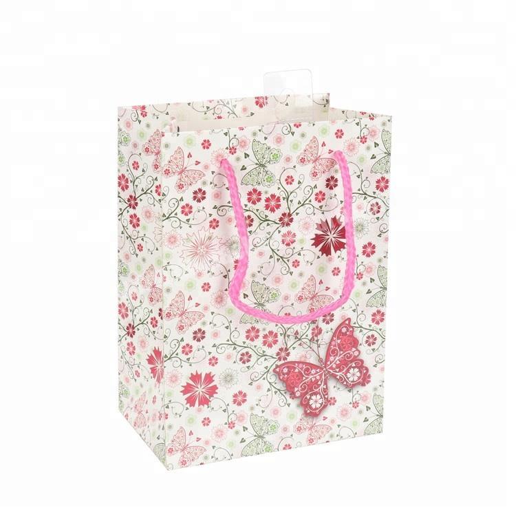 New Design Floral Design Foldable Coated Paper Shopping Gift Bags