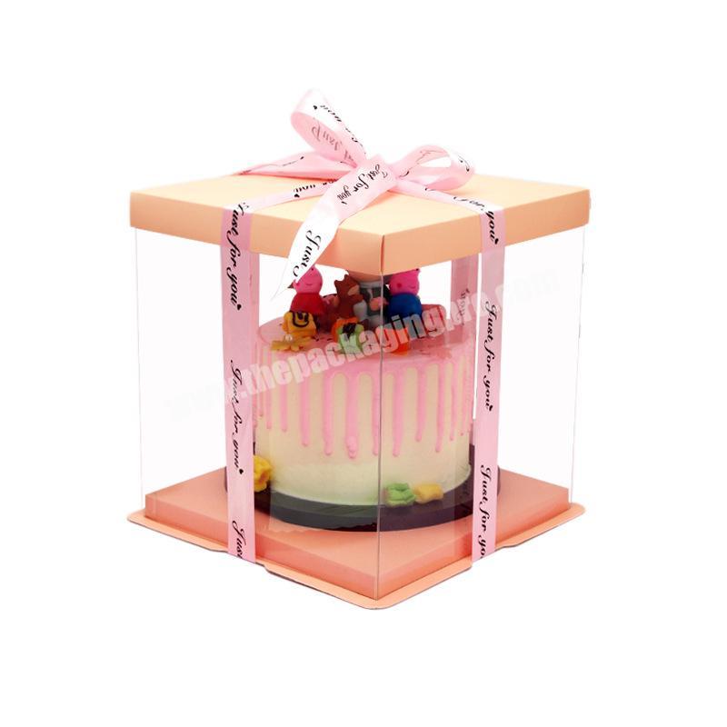 PET Tall Transparent Cake Box Packing Swiss roll Clear Plastic Cake Box Transparent