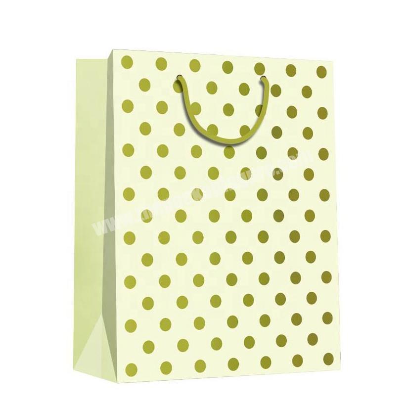 Promotional Fresh Durable Recycled Dot Painting Square Paper Storage Bag With Rope Handle
