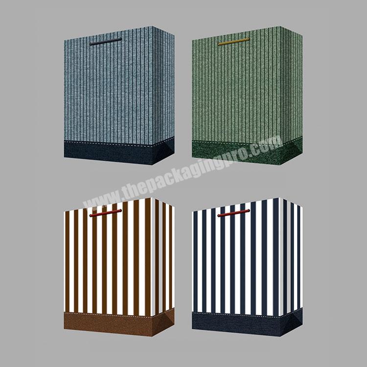 Promotion Striped Printing Gift Bags Folding Paper Bags Package In Stock