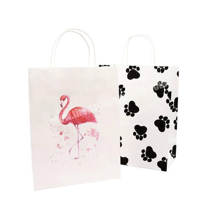 Custom printed white shopping paper bag, small fancy gift paper bag for clothing