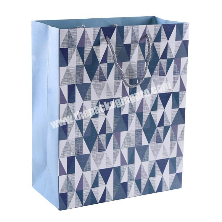 Wholesale Logo Custom Full Print Cheap And blue Shopping Paper Bag with high quality
