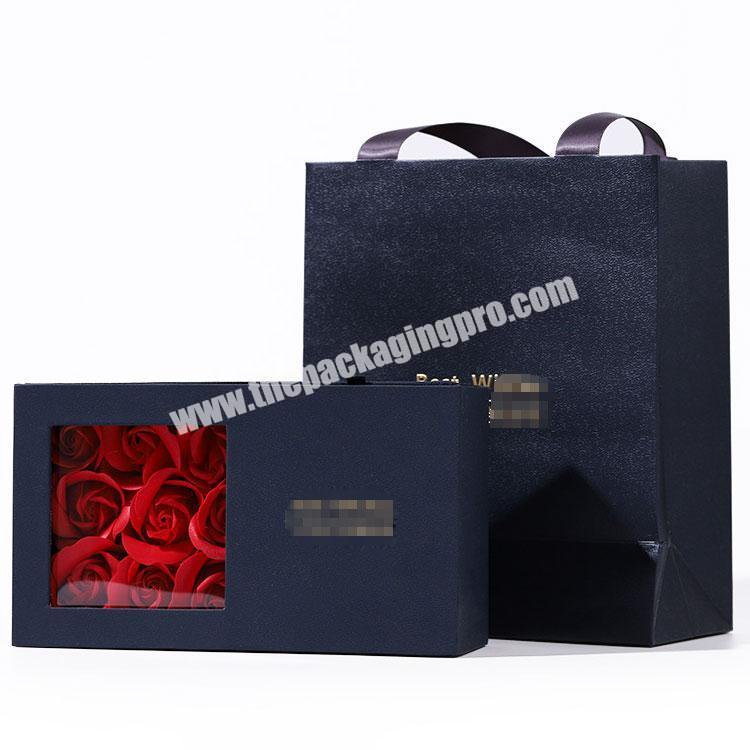 Logo Jewelry Birthday Paper Flower Set Gift Box, Cardboard Hard Box Gift Box For Jewelry