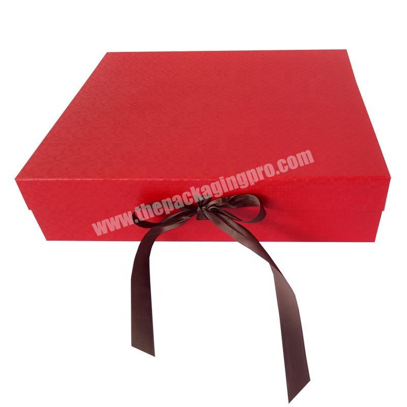Custom Red Folding Paper Box For Gifts With Magnetic Closure Large Rigid Boxes