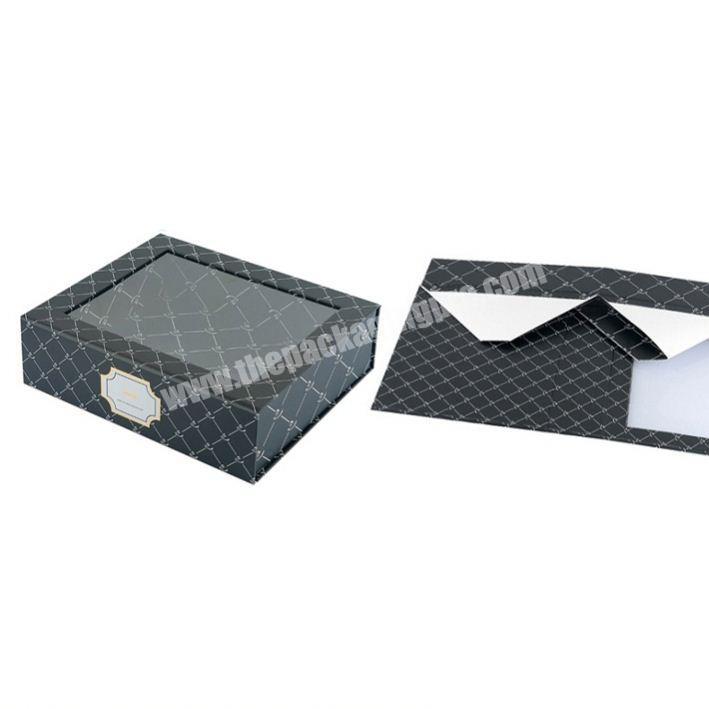 Customized Black Cardboard Fold Box With Clear Pvc Window Manufacture