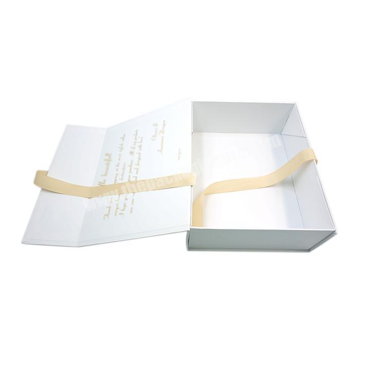High Quality Custom Luxury Rigid Cardboard Packaging Magnetic Folding Paper Wedding Dress Gift Boxes with Ribbon Closure