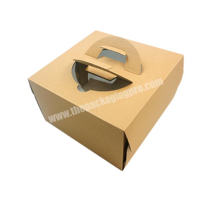 Custom Logo Corrugated Kraft Paper Box And Foldable Packaging Box With Handle For Wedding Birthday Party Cake Carrier Boxes