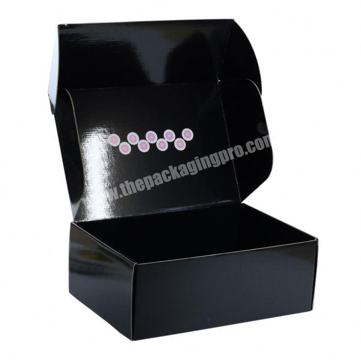 Glossy Lamination Black Corrugated Cardboard Mailer Shipping Box Custom Logo