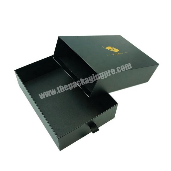 Cygedin Luxury Elegant Black Drawer Boxes Cardboard Sliding Gift Packaging Box Gold Foil Logo Paper Accept,accept CN;GUA Custom