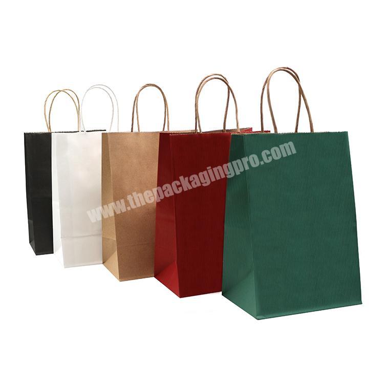 eco frindly gift shopping custom color red/black/brown/white plain kraft paper bags with handles