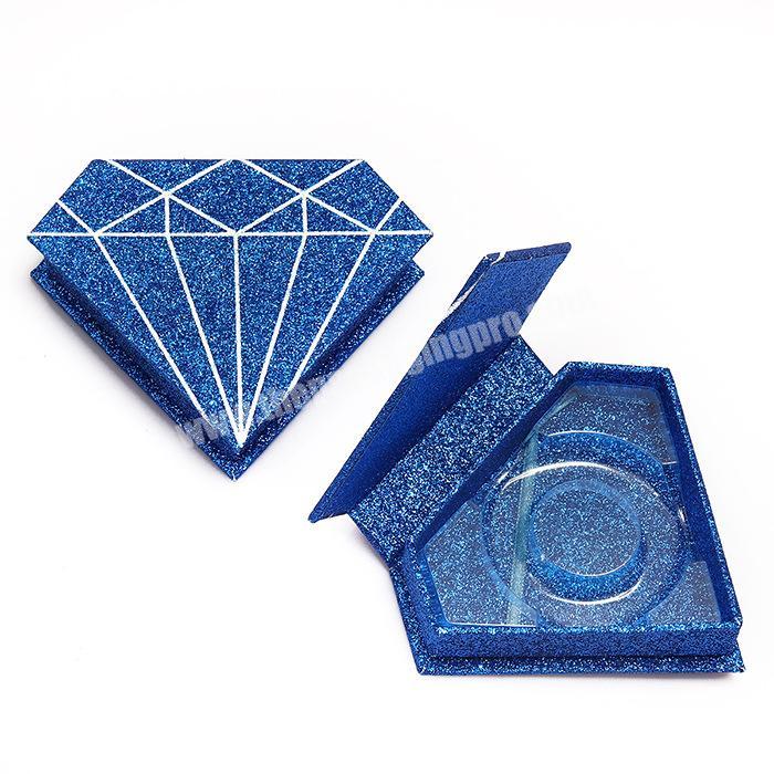 New Arrival Best Selling 3D Mink Lashes Packaging Custom Empty Glitter Shinny Blue Diamond Eyelashes Packaging Box