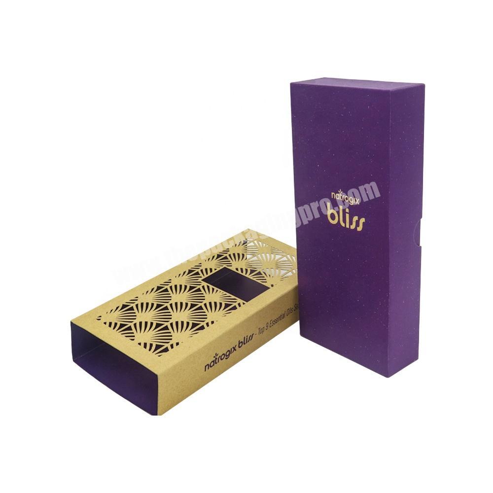 Custom Kraft Sleeve Purple Paper Box Packaging for Perfume Skincare With Booklet