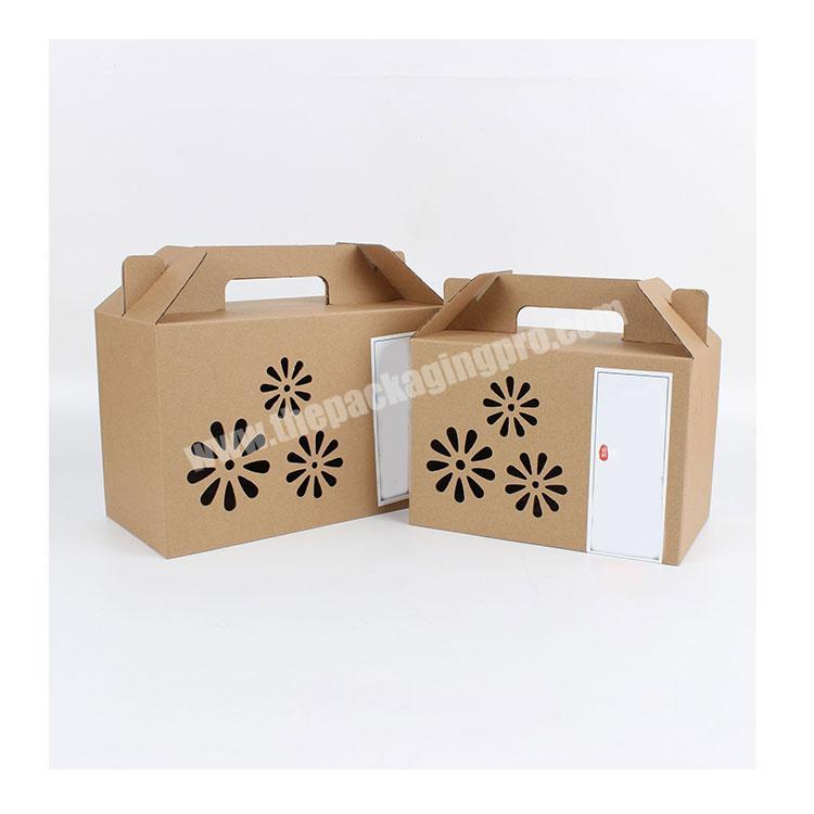 Logo Print Paper Fruit Carton Corrugated Box With Carry Handle with high quality
