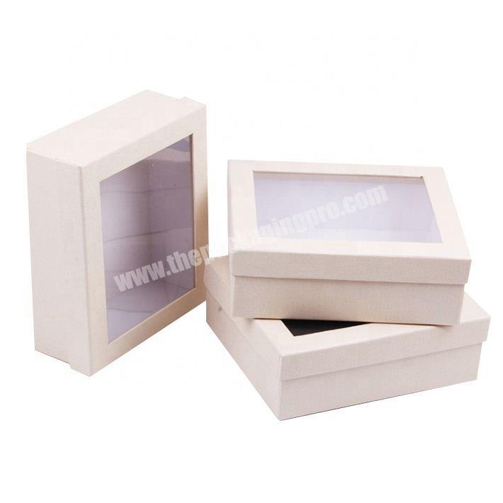 Custom White Paper Top Lid  Gift Box with Clear PVC Window