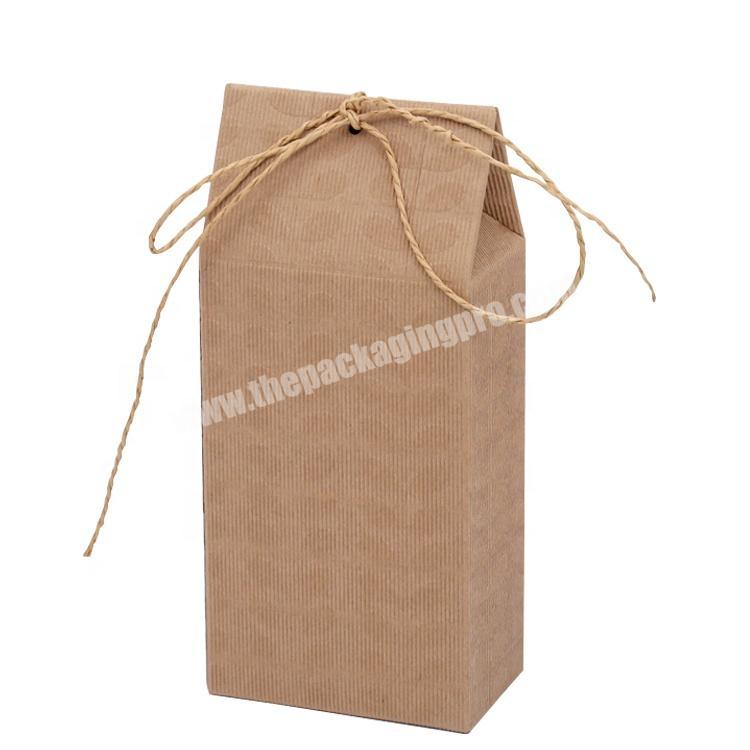Wholesale Personalized Brown Corrugated Paper Wine Gift Bags Without Handle