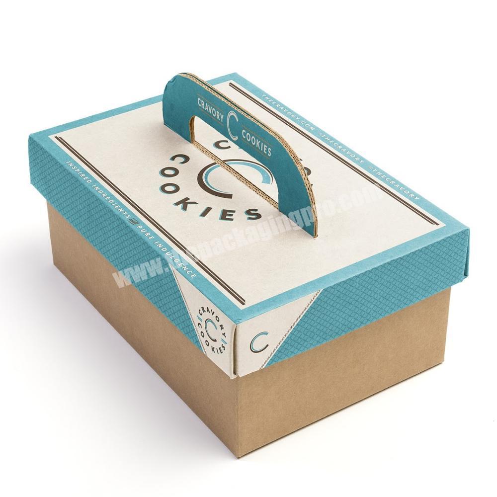 Custom logo food grade cookies packaging box with handle paper divider for macron/donuts